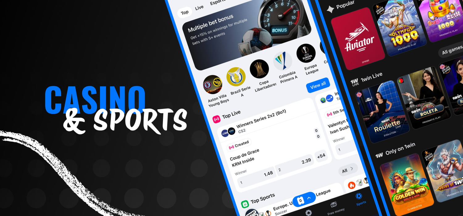 casino and sport games at 1win